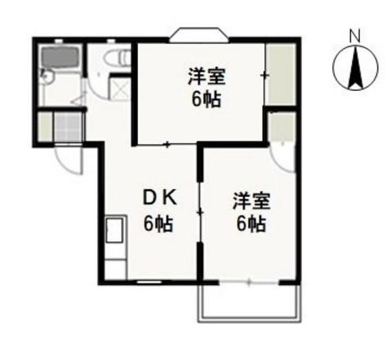 ニューハウンA棟(2DK/2階)の間取り写真