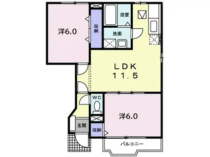 メゾン・ド・ミニヨン(2LDK/1階)の間取り写真