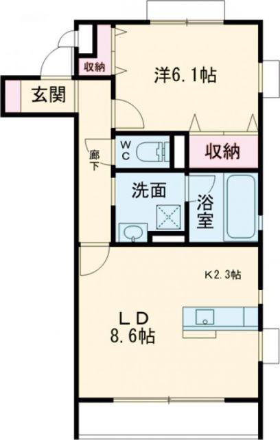 フォーリア(1LDK/2階)の間取り写真