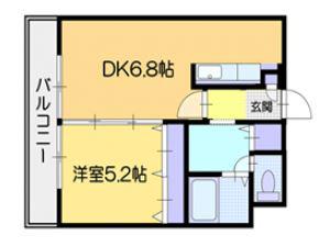 ホープ銭函(1LDK/1階)の間取り写真
