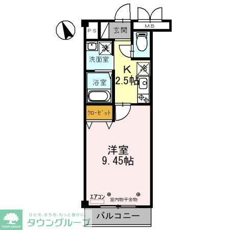グランシャリオ(1K/2階)の間取り写真