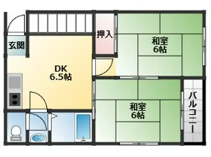 セントヒル藤井寺(2DK/3階)の間取り写真