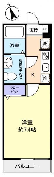AXIS八千代台(1K/3階)の間取り写真