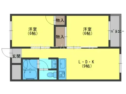 太秦グリーンハイツ(2LDK/3階)の間取り写真