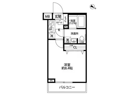 プレール・ドゥーク志村三丁目(1K/4階)の間取り写真