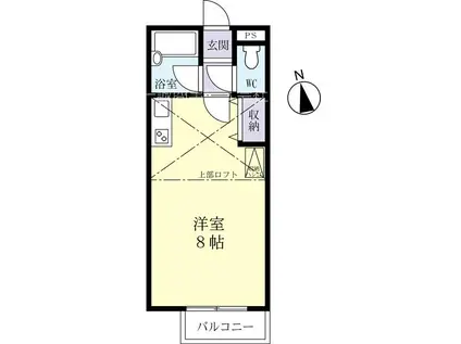 Kハイツ B(ワンルーム/2階)の間取り写真