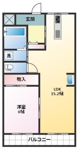 コーポマウンテンII(1LDK/1階)の間取り写真
