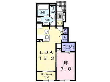 エミアルA(1LDK/1階)の間取り写真
