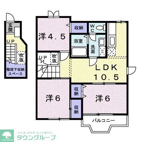 ツインズ ラフィネ(3LDK/2階)の間取り写真