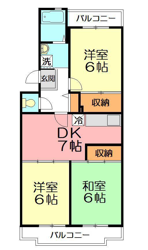 鎌倉グリーンヒルズ(3DK/4階)の間取り写真