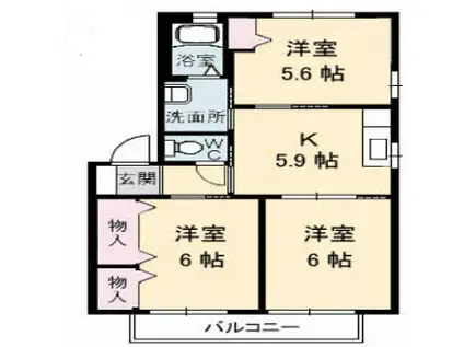 シャーメゾン ジョリー・オー II番館(3K/2階)の間取り写真