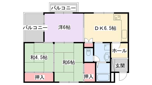 ガレリア清水町レジデンス(2LDK/3階)の間取り写真