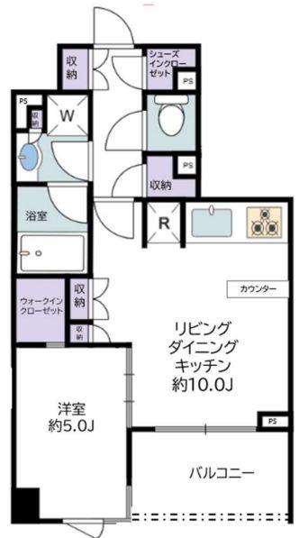 サンウッド赤坂丹後町(1LDK/5階)の間取り写真