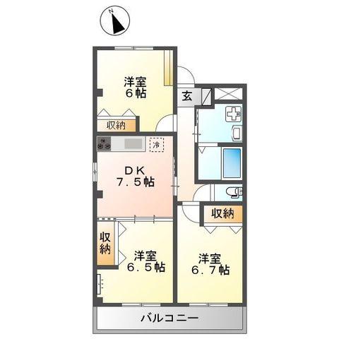 ファビュラス(3DK/2階)の間取り写真