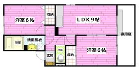 グリーンハイツ上安(2LDK/2階)の間取り写真