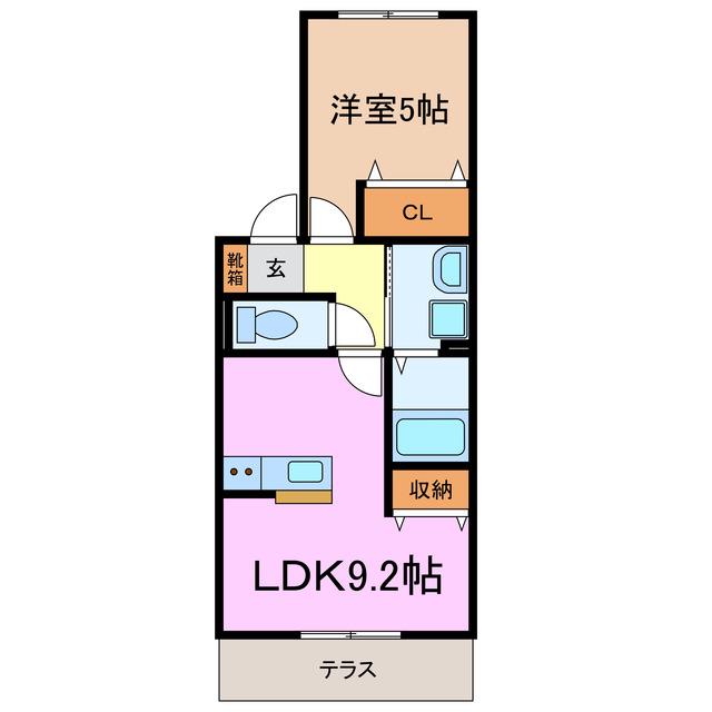 地下鉄鶴舞線 原駅(愛知) 徒歩9分 2階建 築19年(1LDK/1階)の間取り写真