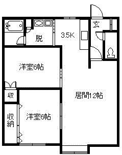 ユウハイツ(2LDK/2階)の間取り写真