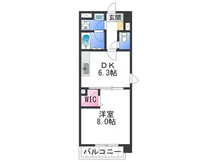ファシルカワト(1DK/3階)の間取り写真