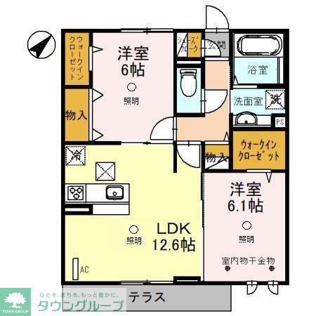 メイプルシャトー(2LDK/1階)の間取り写真
