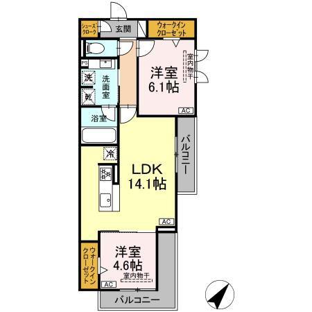 キクロス(2LDK/3階)の間取り写真