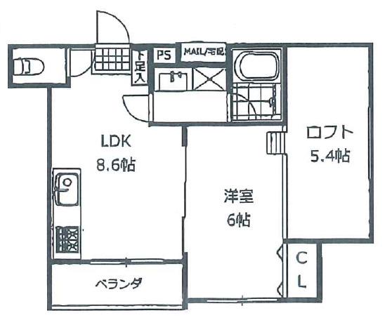 ルネ・丸美IV(1LDK/1階)の間取り写真