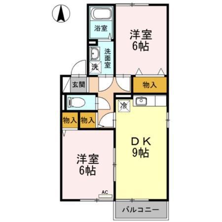 グレイス・クレセントC棟(2DK/2階)の間取り写真