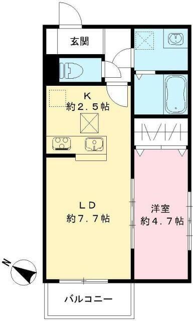 ルモラ玉南(1LDK/1階)の間取り写真
