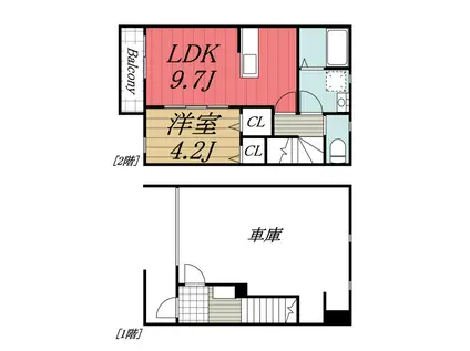 メゾンむさし野(1K/4階)の間取り写真