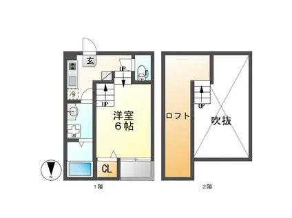 ハーモニーテラス荒中町Ⅱ(1K/1階)の間取り写真