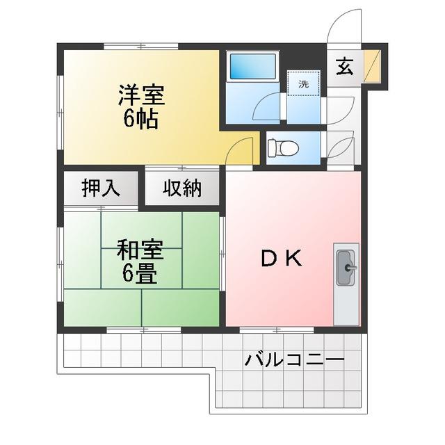 ラ・ベルハイツ(2DK/3階)の間取り写真