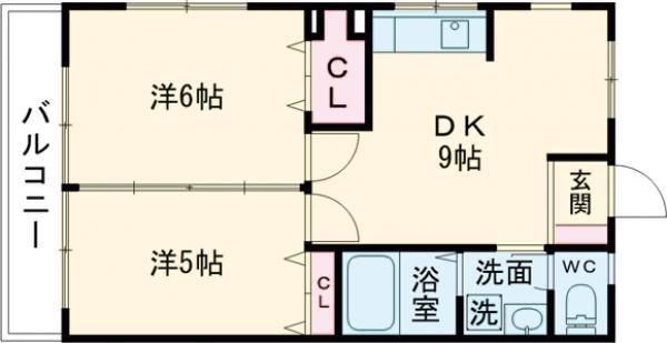 フラット愛宕(2DK/3階)の間取り写真