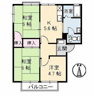 サンライフ光A棟(3K/2階)の間取り写真
