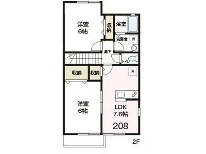 西鶴間ケーアイガーデンズ壱番館(2DK/2階)の間取り写真