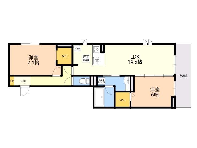 D-ROOM樋井川4丁目(2LDK/1階)の間取り写真