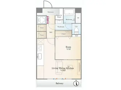 四谷御苑マンション(1LDK/3階)の間取り写真