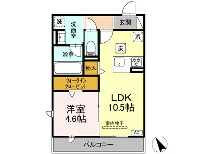 ワイズヴィラ岐南イースト(1LDK/1階)の間取り写真