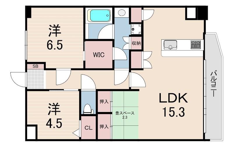 LA DOUCEUR西宮北口(2LDK/6階)の間取り写真