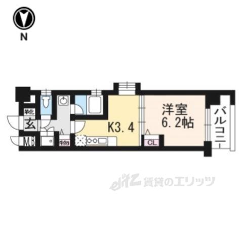 ベラジオ四条烏丸2(1DK/11階)の間取り写真