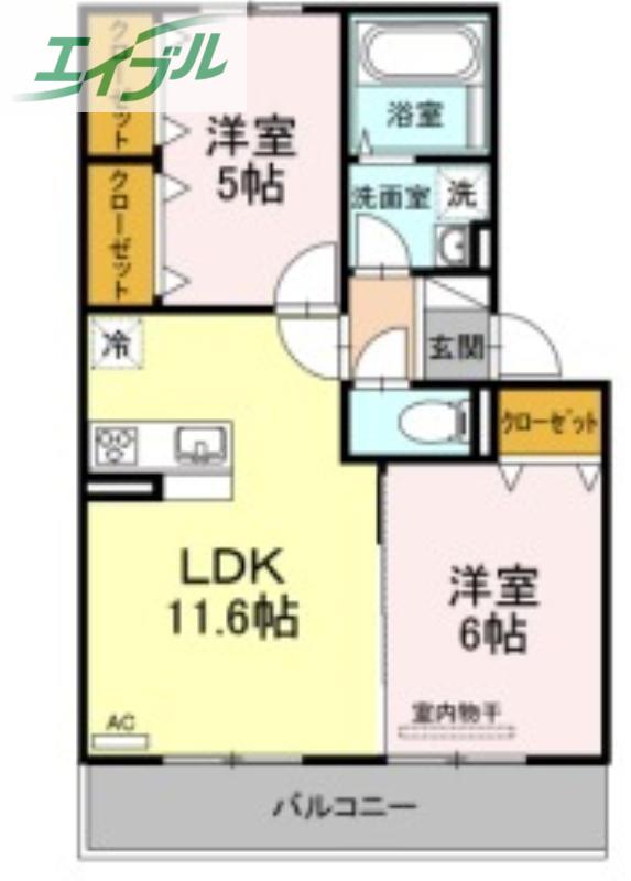 メゾンOTC(2LDK/3階)の間取り写真