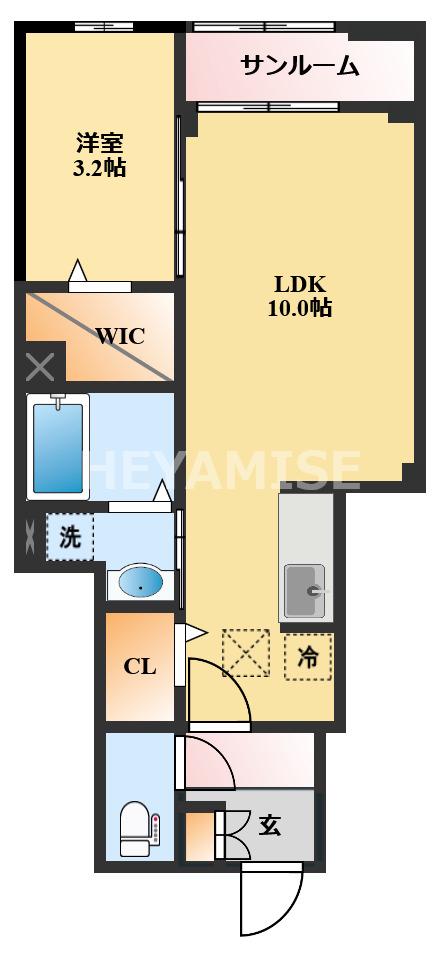 フラワーハイツ壱番館(1LDK/1階)の間取り写真