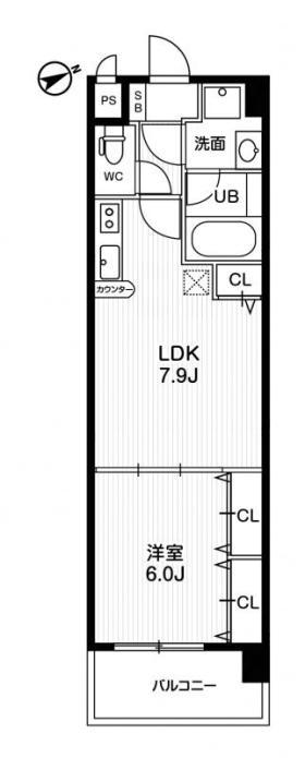 アーバンフラッツ城東(1LDK/4階)の間取り写真