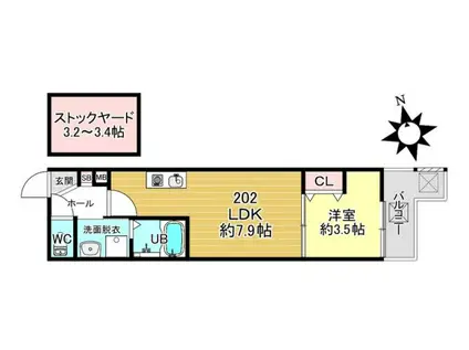 BKB仙石屋敷(1LDK/3階)の間取り写真
