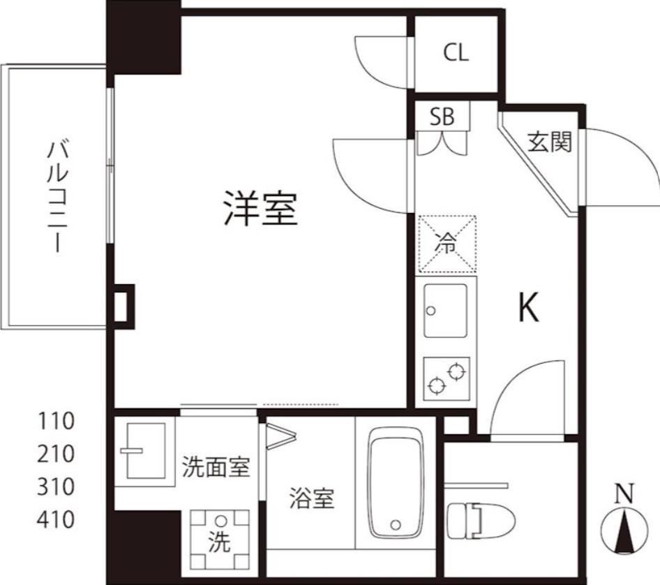 TRIMESTORIEL(1K/3階)の間取り写真