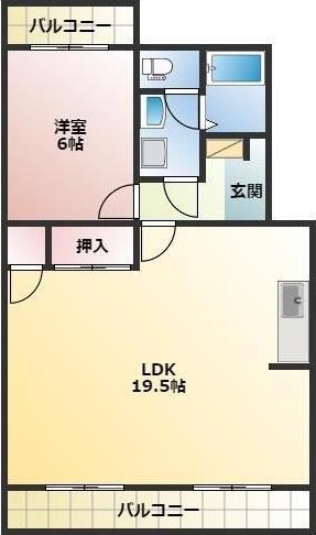 レジデンス曳馬(1LDK/3階)の間取り写真