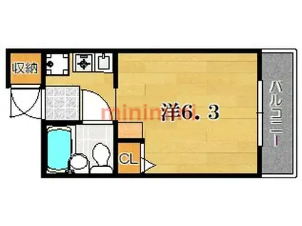 シャロームII(ワンルーム/2階)の間取り写真