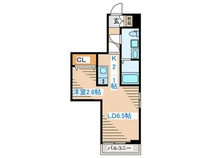メリディアン吉岡壱番館(1LDK/2階)の間取り写真
