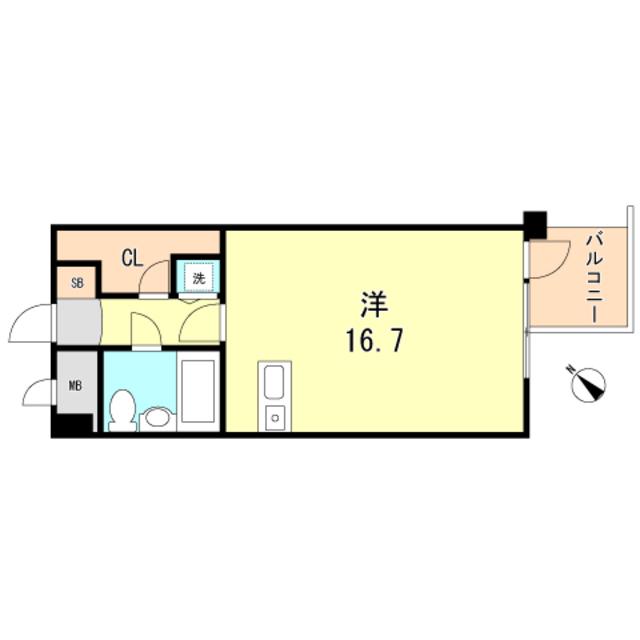 ホープ芦屋(ワンルーム/3階)の間取り写真