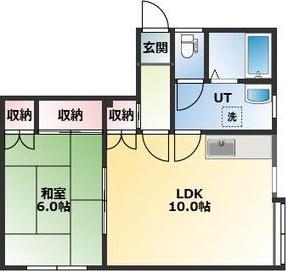 ニューウエスト八軒(1LDK/3階)の間取り写真