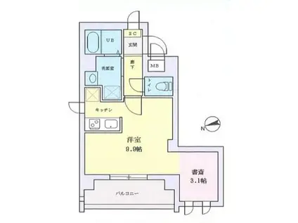 プラチナヴィレッジ(1DK/2階)の間取り写真
