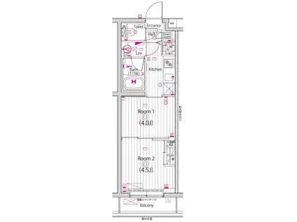 ガーラ・ヒルズ氷川台(2K/5階)の間取り写真